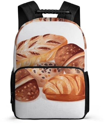 asbwuo Sac à dos en pain peint, léger, décontracté, pour le travail, le travail, design classique et durable, pour un usage quotidien