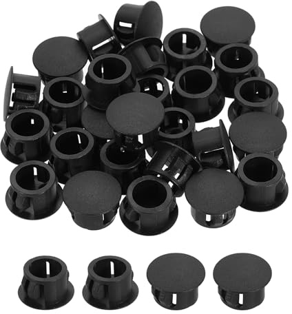 sourcing map Hole Plugs 100pcs 13mm(1/2-Inch) Plastic Plugs for Round Holes Flush Type for Furniture Cabinets Machines Hardware Fencing Post Pipe, Black