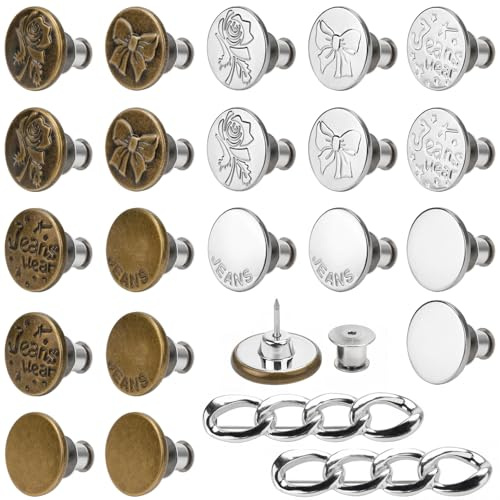 Jeans Knopf Ohne Nähen 20 Stücke 17mm Verstellbare Jeansknöpfe Metall Hosenknopf Zum Hosenbund Enger Machen Diy Jeansknöpfe Mit 2 Hose Enger Machen Clip