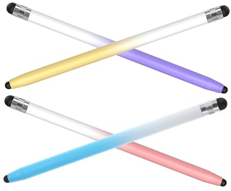 KONTONTY 4pcs Dual-function Stylus Pen with Soft Silicone Barrel for Accurate Touchscreen Writing and Drawing Ergonomic Grip Tablet Pen Stylus for Phones Tablets and Learning Devices in
