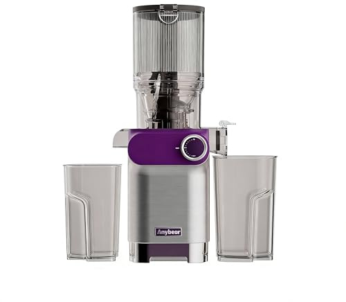 Anybear Estrattore di Succo, 200W Juicer Spremiagrumi a Freddo, con Vano di Riempimento da 110 mm, per Frutta e Verdura Intera, Coclea Potenziata, Materiale Tritan, Senza BPA (Viola)