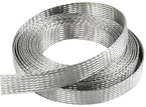 DFDPAXL Guaina Intrecciata in Rame Stagnato Cinghie Metalliche di Messa A Terra Espandibili Flessibili Lunghezza del Cavo 3 Metri Adatto per Collegamenti Elettrici,Width 38mm