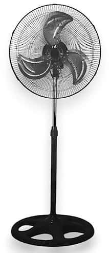 Genérico Ventilador de Pie Negro, 45 cm, 60W, 3 Velocidades, Altura Regulable, Cabezal Orientable, Uso Interior