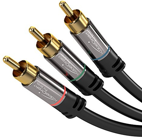 KabelDirekt – Câble composite 3x RCA – 2m | 3 fiches cinch – 3 fiches cinch, FullHD 1080i