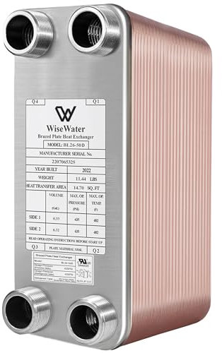 AB Plate Heat Exchanger, 4x 12 50 Plates Water To Water Heat Exchanger, Copper/SS316L Stainless Steel Brazed Plate Heat Exchanger For Floor Heating, Water Heating, Snow Melting