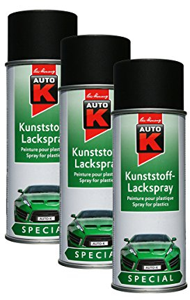 3X KWASNY 233 097 Auto-K Special Kunststoff-Lackspray Schwarz 400ml