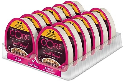Wellness CORE Small Breed Savoury Medleys, kyckling & anka, 12 x 85 g, hundmat våt för små hundar, utan tillsats av socker, spannmålsfri, med hög kötthalt