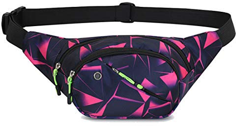 Ausion Bauchtaschen für Frauen, verstellbarer Gürtel, Hüftbauch, Hüfttasche, modische Bauchtasche für Männer, wasserdichte Wandern, lässige Tasche für Reisen, Laufen, Wandern, Pinkes Dreieck, Modern
