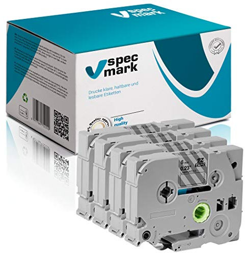 specmark Schriftband TZe-112 6mm x 8m Satz x 4 St. Rot auf Durchsichtig Band kompatibel mit allen Drucker Brother PT P-touch AZe-112 EZe-112 TZ-112 TZ2-112