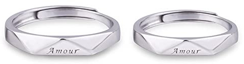 AMDXD Paare Ringe in 925 Silber, 4MM/3MM Graviert Amour Silberring Eheringe Trauringe Silber (Verstellbar)