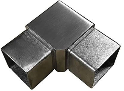 Ecke 90° für Quadratrohr 40x40 x 2 mm Edelstahl Steckfitting Quadratrohrverbinder Quadratrohrbogen Flansch Verbinder