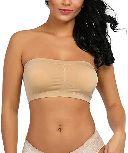 Boolavard Mode Sexig Dam Axelbandslös Bröst Tub Top Bandeau, BEIgE, S