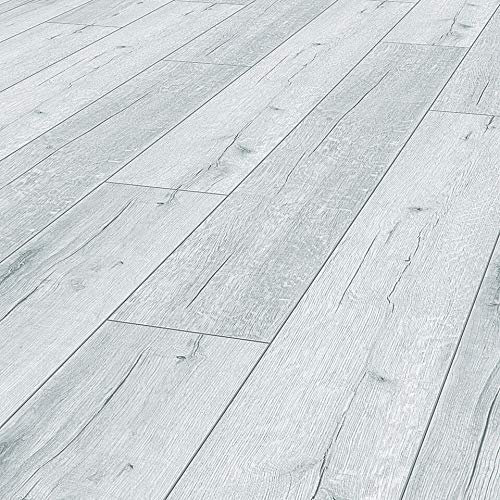 Pavimento Laminato AC5/12mm, Antiscivolo, Flottante, Rovere Grigio Chiaro Spazzolato, Scatola 1,293m²