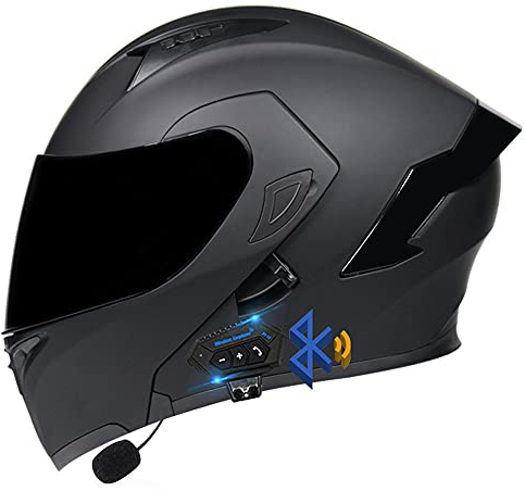 CNNGU Motorrad Integrierter Bluetooth-Helm, Motorrad-Klapphelm Mit Anti-Fog-Doppelscheib, ECE-geprüft, Mehrluftkanaldesign, Belüftung Und Wärmeableitung, Abnehmbare Auskleidung