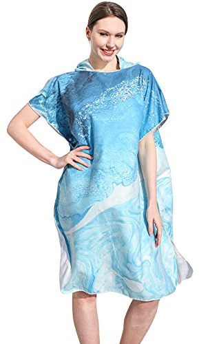 LumiSyne Umziehhilfe Mit Kapuze Damen Surf Poncho Mode Gedrucktes Muster Strandhandtuch Mikrofaser Bademantel Schnelltrocknend Sporthandtuch Kompakt Einfache Lagerung Schwimmen Handtuch