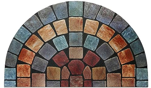 Nicoman Elegante zerbino per piastrelle con barriera ecologica, per interni ed esterni, a mezzaluna (75 x 44 cm), bordo blu