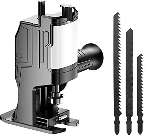 Reciprocating Saw Adapter, Electric Drill to Reciprocating Saw Modified Tool with 3 Types Saw Blades Cordless Reciprocating Saber Saw Adapter Set or Wood PVC Pipe Cutting(Auto-oil)