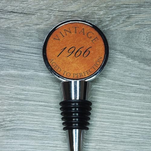 Vintage Aged to Perfection Bottle Stopper, Engraved Leather Funny Birthday Gift (60th Birthday)