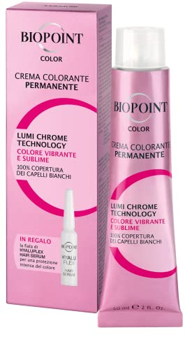 Biopoint Color - Crema Colorante Permanente con Fiala Hyaluplex Serum, Tinta per Capelli con Acido Ialuronico, Nutre, Idrata e Dona un Colore Brillante e Intenso, 60 ml