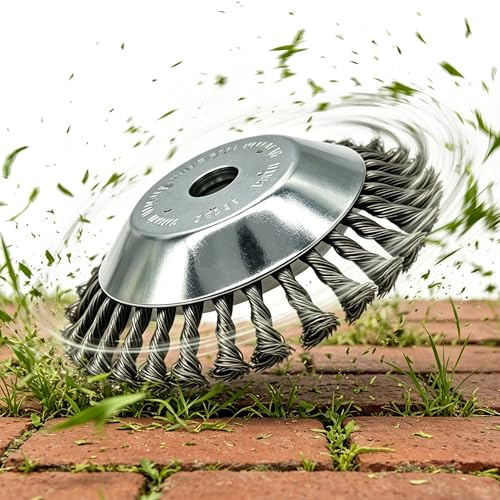 JKKLCC Profi Unkrautbürste für Freischneider, Wildkrautbürste für Motorsense mit 25,4mm Bohrung, Drahtbürste Mähkopf Aufsatz zur Moosentfernung Pflastersteine, Fugenreiniger Gehweg, 200mm(8 Zoll)