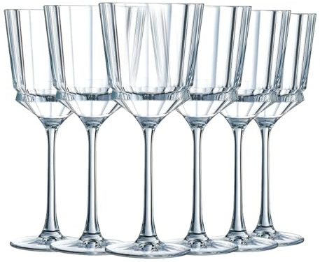 Cristal d'Arques Paris - Collection Macassar - 6 Verres à pied 35cl en Cristallin - Brillance, Transparence et Haute résistance - Fabriqués en France - Emballage renforcé, adapté à la vente en ligne