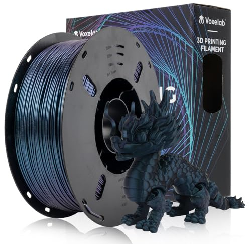 VOXELAB 3D Drucker Filament Chameleon PETG Farbwechsel-Filament 1.75mm,Präzise Maßgenauigkeit +/- 0.02 mm, Ordentliche Spule 1KG(2.2lbs), Wechselt die Farbe mit Licht und Winkeln, PETG Burnt Titanium