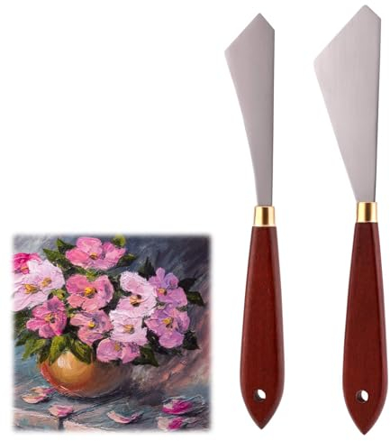 2PCS Stainless Steel Painting Mixing Scraper Set Palette Knife Painting Art Spatula,Painting Mixing Scraper Painting Knife Set,Stainless Steel Palette Knife for Oil Canvas Acrylic Painting Supplies