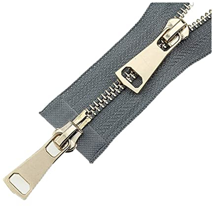 Nylon-Spiralreißverschlüsse Jackenreißverschlüsse, klobiger Reißverschluss, 5# Doppelschieber 60/70/80/90/100/120/150 cm Auto-Lock-Metall-Roségold-Reißverschlusszubehör Nähen Rot, 70 cm (Farbe: Grau,