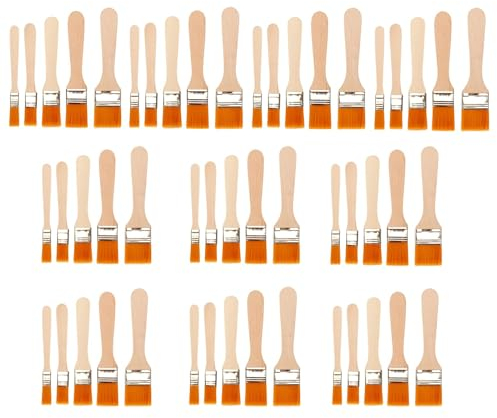 awliye 50 STK Pinselset Maler Profi Malerpinsel Set 3,5/2,7/2,3/1,5/1cm Holz Pinsel Nylonborsten Flachpinsel Lasurpinsel Set für Farben, Lack, Beizen, Grill, Malerbedarf, Zum Streichen, DIY