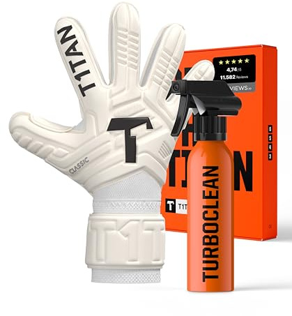 T1TAN Classic 1.0 White-Out Junior Turbogrip – målvaktshandskar för barn och handskar – utan fingerskydd – fotbollshandskar för målvakt – storlek 5