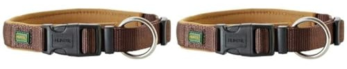 HUNTER NEOPREN Vario Plus Halsung, Hundehalsband, Nylon, mit Neopren gepolstert, 40-45 (M), braun/karamell (Packung mit 2)