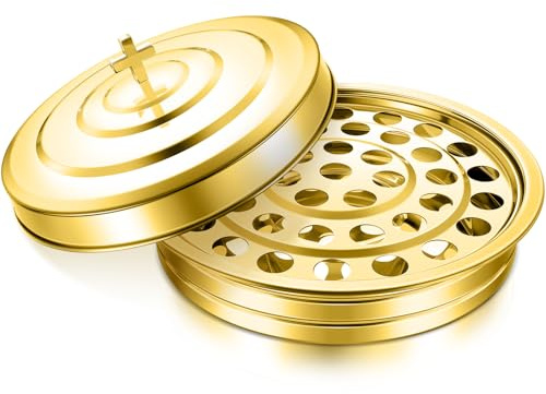 Jingmore Holy Communion Tray for Churches with Lid Communion Set Stainless Steel Cup Tray with Cover Church Supplies Not Cups Included(Gold Color)
