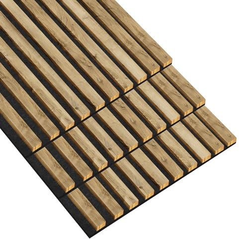 golddoor Filz-Lamellen-Set, 12x28 mm, Verbindungsmodule 46 cm, Gesamtlänge 275 cm Holzpaneele, wandpaneele, holzoptik, lamellenwand
