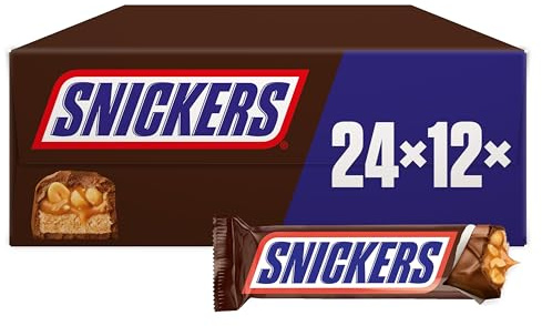 Snickers Barretta con Caramello e Arachidi Tostate Ricoperta al Cioccolato, 24 Barrette X50G (1200G), Idee Regalo Natale, Nuova versione