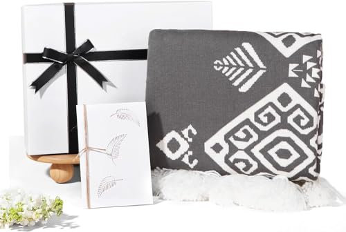 Yinuo Candle Luxuriöse Baumwolle Decke mit zweifarbigem Design - Hochwertige Dekoration für Schlaf- und Wohnzimmer, Frauen, Präsentiert in Einer schönen Geschenkbox mit Grußkarte