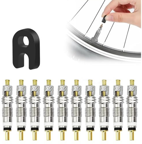Französisches Ventil, 11 Stück Presta Ventilkernset, Austausch des Ventilkerns, Ventilschraube, Fahrradventil Adapter Set, mit Ventileinsatzentfernungswerkzeug,für Fahrräder und Mountainbikes