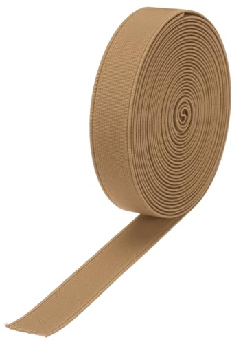 sourcing map Bandas elásticas para coser 2 cm, 5 yardas/15 pies, carrete elástico de punto marrón claro, alta elasticidad para pelucas, cintura y pantalones