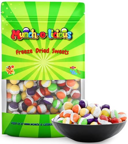 Munch-o-licious Chuches Liofilizadas - Gominolas Fresa Liofilizada, Naranja, Limón, Lima, Grosella Negra - 100g Dulces de Colores - Resealable Pack, Regalitos, Fiestas, Snacks - Freez Dried