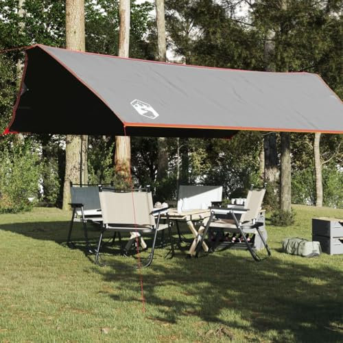 Tino Tech Tarp Camping Zelt Plane Ultraleicht Camping Zeltplane Zeltunterlage für Ourdoor Camping Zeltplane Tarp für Hängematte Wasserdicht Tarp 500x294 cm Oxford-Gewebe Grau und Orange