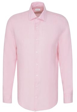 Seidensticker Men's Business Shirt - Regular Fit - Soft - Kent Collar - Long Sleeve - 100% Linen, Pink, 32