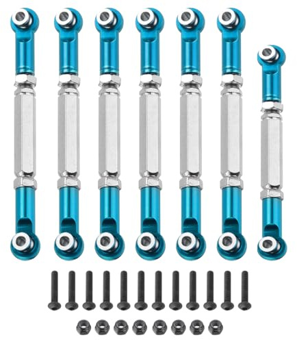 sourcing map Adjustable Turnbuckles Camber Link Linkages Aluminum Alloy RC Car Steering Pull Rod Servo Linkages Tie Rod for 2WD 1/10 RC Car Crawler（Blue）