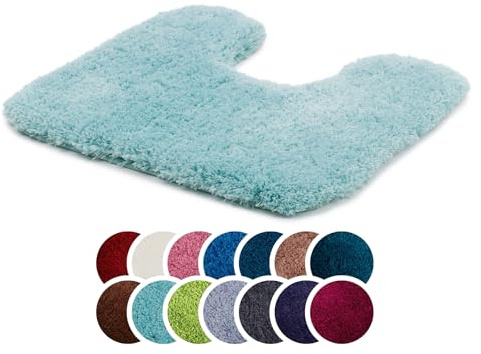 liebling Superior Badteppich mit Ausschnitt und Anti-Rutsch-Beschichtung, 100% Polyester (Mikrofaser), 50 x 45 cm, 30 Grad waschbar, Fußbodenheizung geeignet, Farbe: Mint