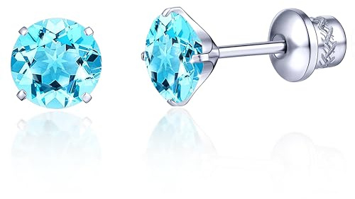 TitanHeart G23 Titan CZ Ohrstecker, Hypoallergen F136 Implantat Grad Titan Schraube Zurück Simuliert Diamant Ohrringe für Empfindliche Ohren, 6mm 5A Cubic Zirkonia Ohrstecker für Damen