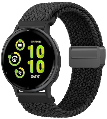 Oumida Elastiskt nylonarmband för Vivoactive 5 armband/Vivoactive 3 Music, Venu Sq 2/Venu Sq 2 Music/Venu 2 Plus armband, flätat klockarmband med magnetspänne