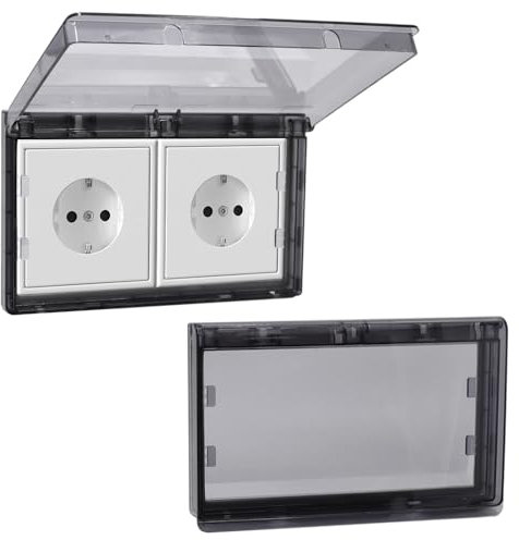 GOIYZTTR 2 Pièces Cache Interrupteur Prise Couvercle Prise Courant éTanche Type 86 Flip Outlet Box Pour Salle De Bain, Maison, ExtéRieur, Noir Transparent
