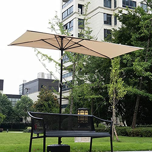 Balkon Halbschirm Gartenschirm mit halbrunder Basis, modern, stilvoll, für kleine Räume oder an einer Wand oder Fenster, höhenverstellbar 170cm-255cm