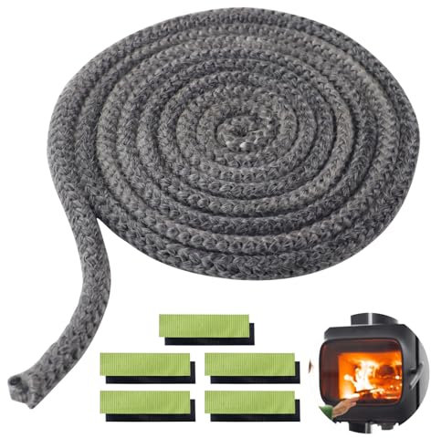 Guarnizione Stufa a Legna, Corda Ignifuga fibra di vetro, guarnizione Stufa a Pellet, Alta Temperatura, Nastro Isolante in Fibra, per Stufe, Tubi Di Forni, Porta del Forno, Camino(Φ 10mm x 2.5m)