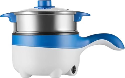 APENCHREN Poêle à Frire Électrique de Voiture 12V/24V avec Cuiseur Vapeur, Poêle Électrique Antiadhésive 2L 18cm, Mini Cuisinière de Voyage Électrique pour Pâtes, Nouilles, Légumes, Viande,