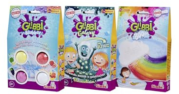 Simba 109100990 Glibbi Galaxy Boom Lot de 3 Jouets de Bain pour Enfants à partir de 3 Ans, Mousse colorée pour Baignoire, Slime pailleté avec étoiles GID, Bombe de Bain, Plaisir