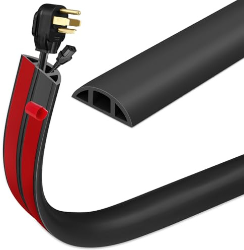 INMOZATA Cache-câble 3M auto-adhésif en PVC flexible pour câbles, protège les câbles et évite les risques de trébuchement, convient pour la maison, le bureau, l'entrepôt, les garages (noir)